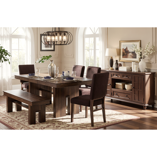 Sunvega Transitional Walnut Finish Wooden Bench Contemporary Dining Furniture