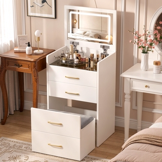 Sunvega 3 in 1 Vanity Desk with Flip Up Mirror and Spacious Storage Dressing Table