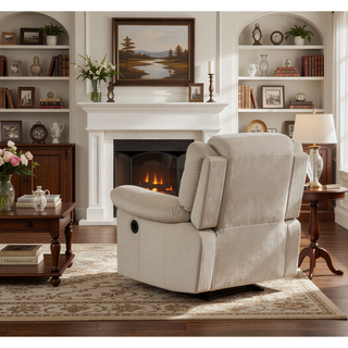Sunvega Microfiber Fabric Recliner Chair with Lumbar Support and Stainless Steel Base