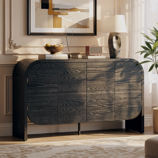 Sunvega Retro Curvy Edge Four-Door Buffet Cabinet with Adjustable Shelves for Living Room
