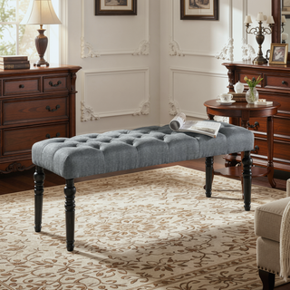 Sunvega Gray Tufted Upholstered Dining Chairs with Light Oak Finish