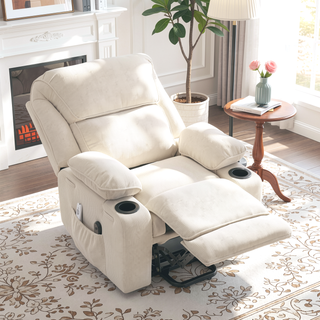 Sunvega Black PU Remote-Controlled Heating and Massage Assistive Recliner for Seniors