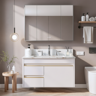 Sunvega Sintered Stone Vanity Top with Ceramic Undermount Sink and Backsplash