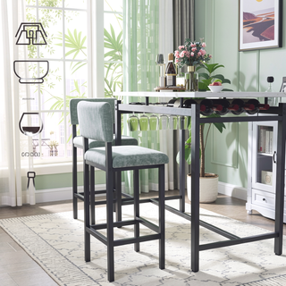 Sunvega Rustic Black 3-Piece Kitchen Table Set with Upholstered Chairs for Small Spaces
