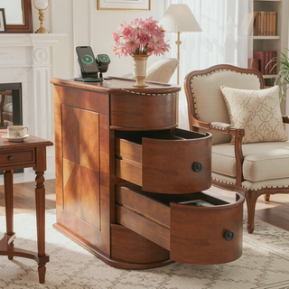 Sunvega American Style End Table with Charging Station and 2 Drawers