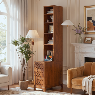 Sunvega American Style End Table with Charging Station Drawers and Arc Design