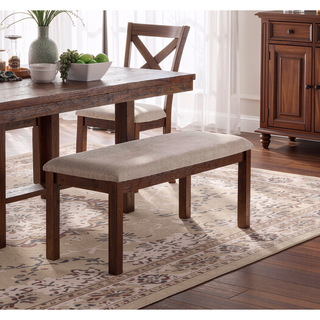 Sunvega Contemporary Style Solid Wood Bench with Upholstered Cushion for Kitchen Dining Room