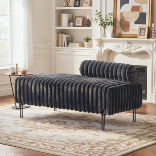 Sunvega Upholstered Adjustable Back Mini Loveseat Sofa Bench with Metal Legs