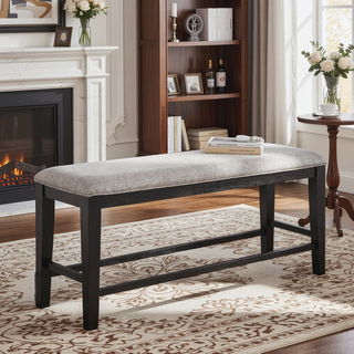 Sunvega Counter Height Bench with Upholstered Seat and Wood Frame for Kitchen or Bedroom