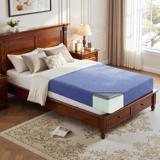 Sunvega 7inch Twin Mattress and Pillow Set with Gel-Infused Memory Foam in Blue