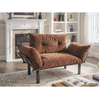 Sunvega Blue Small Space Saver Love Seat Couch with Arms for Living Room