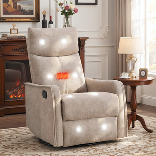 Sunvega Fabric Swivel Rocker Recliner Chair with Massage and Lumbar Heat for Living Room