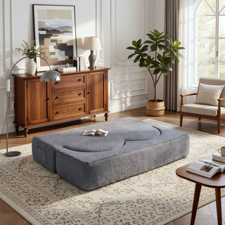 Sunvega Soft Teddy Bear Fabric Folding Sofa Bed Sleeper Futon for Living Room