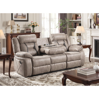 Sunvega Manual Reclining Glider Console with Lift-Top Storage and Leatherette Cover Grey