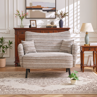 Sunvega Modern Two-Seater Sofa with Tufted Backrest and Convenient Side Storage Pockets