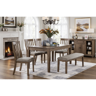 Sunvega Gray Fabric Upholstered 1pc Bench with Wood Frame for Dining Room