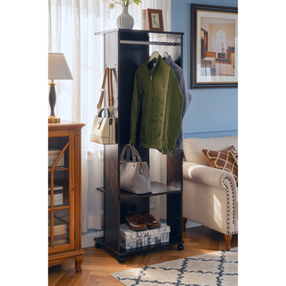 Sunvega Espresso Finish Hall Tree with Mirror and Storage for Entryway
