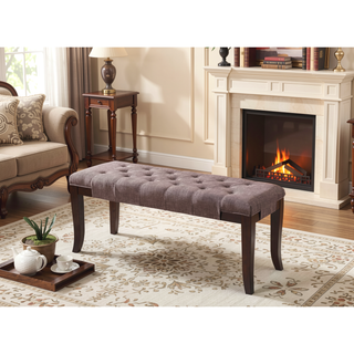 Sunvega Tufted Faux Leather Upholstered Bench with Tapered Hardwood Legs
