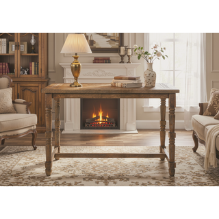 Sunvega Beige Fabric Weathered Oak Finish Counter Height Stool Set of 2