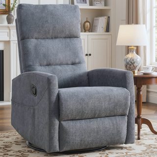 Sunvega Manual Recliner Chair with 360 Degree Swivel and Rocking Function in Grey Fabric