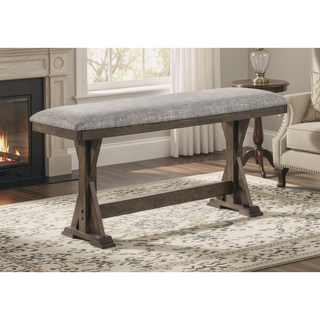 Sunvega Rustic Brown Upholstered Counter Height Dining Bench with Plush Seating