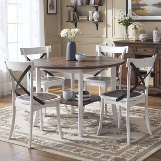 Sunvega Rustic Farmhouse Dining Chairs with Solid Wood Frame and Metal X-Back Design