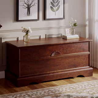 Sunvega Warm Brown Rectangular Cedar Chest with Lock for Secure Storage and Home Decor