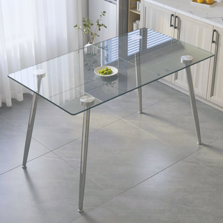 Sunvega Modern Minimalist 51" Rectangular Glass Dining Table for 4-6 with Tempered Tabletop
