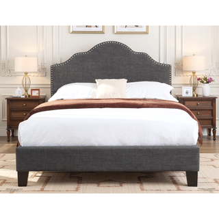 Sunvega Full Upholstered Bed in Charcoal Gray with Transitional Style for Bedroom