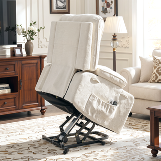 Sunvega Black PU Remote-Controlled Heating and Massage Assistive Recliner for Seniors