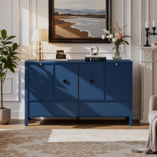 Sunvega 55.1-Inch Modern Sideboard with 4 Doors and Open Shelf for Living Room