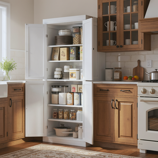 Sunvega 72.5 Inch Tall Kitchen Pantry Cabinet with 4 Doors and 2 Adjustable Shelves