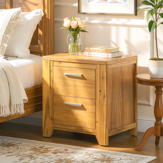 Sunvega Compact Nightstand with Smooth Glide and Mortise Tenon Joinery