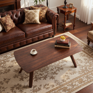 Sunvega Mid-Century Modern Walnut Wood Bench Comfortably Seats Two