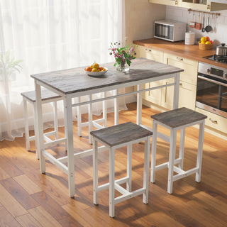 Sunvega 5-Piece Modern Kitchen Table Set with Four Bar Stools and Metal Frame