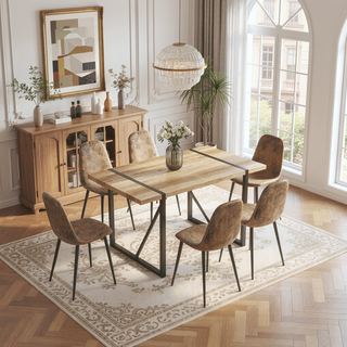 Sunvega 55 Inch MDF Wood Modern Rustic Industrial Rectangular Dining Table