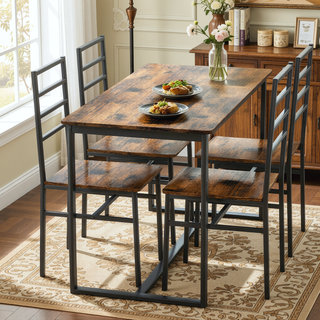 Sunvega 5 Piece Modern Dining Table Set with MDF Top and Iron Frame for 4