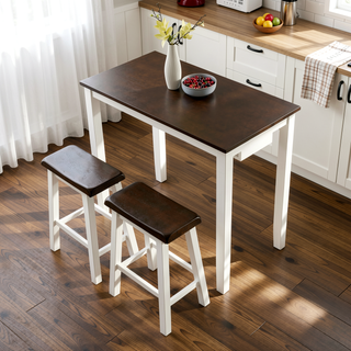 Sunvega Industrial Bar Table and Chairs Set with 2 Stools for Kitchen Dining Room