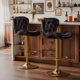 Sunvega Set of 2 Swivel Bar Stools with Chrome Footrest and Adjustable Height
