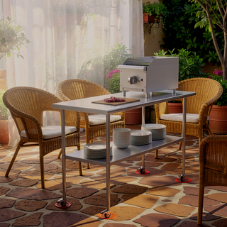 Sunvega NSF Certified Stainless Steel Prep Table with Wheels and Adjustable Undershelf