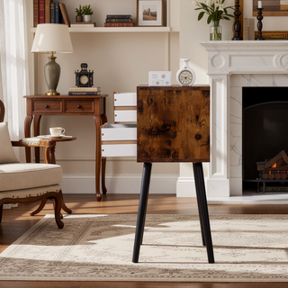 Sunvega Modern Nightstand with 2 Spacious Drawers and Solid Wood Legs for Bedroom