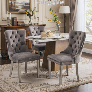 Sunvega Modern High-end Tufted Velvet Upholstered Dining Chair with Chrome Legs and Nailhead Trim