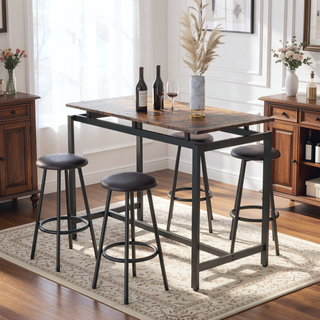 Sunvega 5-Piece Kitchen Counter Height Table Set with 4 Stools, Durable MDF and Iron Frame