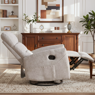 Sunvega Manual Recliner Chair with 360 Degree Swivel and Rocking Function in Grey Fabric
