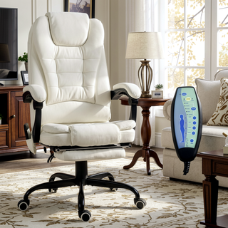 Sunvega High Back PU Leather Office Chair with 7-Point Vibrating Massage and Reclining