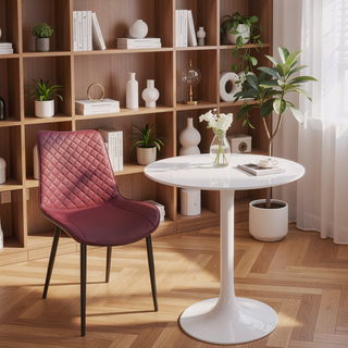 Sunvega Modern PU Leather Dining Chairs Set of 2 with Metal Legs Waterproof