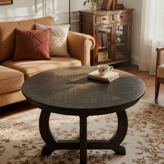 Sunvega Transitional Round Dining Table with White Marble Top and Lazy Susan