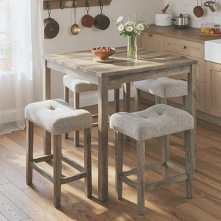 Sunvega 5 Piece Industrial Dining Table Set with Bar Stools for Living Room