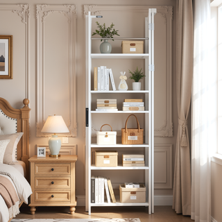 Sunvega Elegant French Refrigerator-Inspired Fluted Pantry Cabinet with 2 Drawers