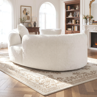 Sunvega Modern Curved Loveseat Sofa with Medium-Firm Cushion and Durable Teddy Fabric